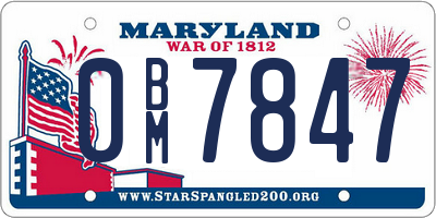 MD license plate 0BM7847