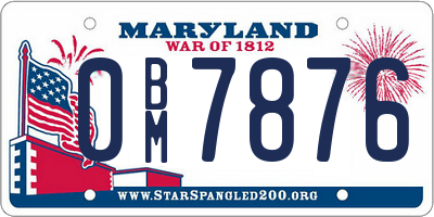 MD license plate 0BM7876