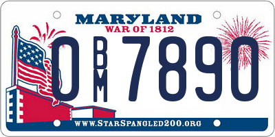 MD license plate 0BM7890