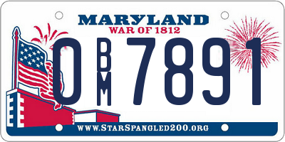 MD license plate 0BM7891
