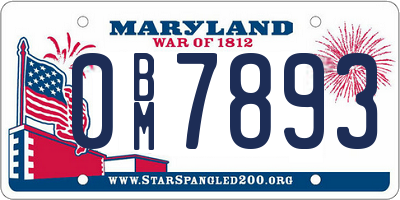MD license plate 0BM7893