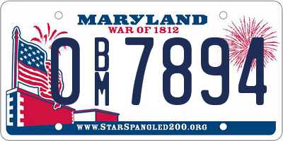 MD license plate 0BM7894