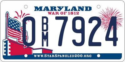 MD license plate 0BM7924