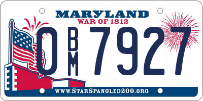MD license plate 0BM7927