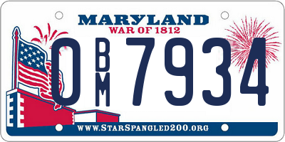 MD license plate 0BM7934
