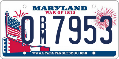 MD license plate 0BM7953