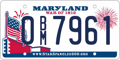 MD license plate 0BM7961
