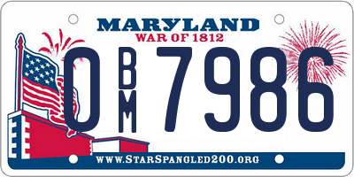 MD license plate 0BM7986