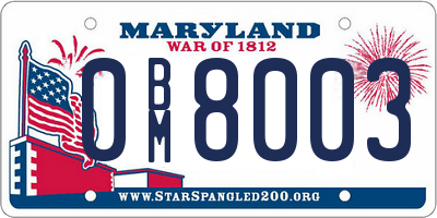MD license plate 0BM8003