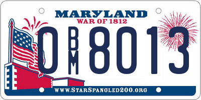 MD license plate 0BM8013