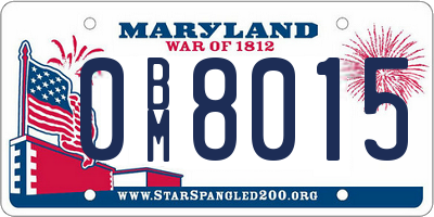 MD license plate 0BM8015