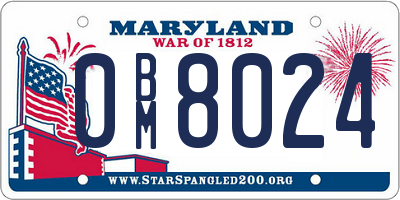 MD license plate 0BM8024