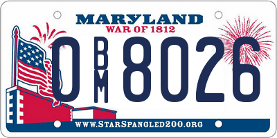MD license plate 0BM8026
