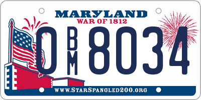 MD license plate 0BM8034