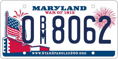 MD license plate 0BM8062