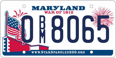 MD license plate 0BM8065