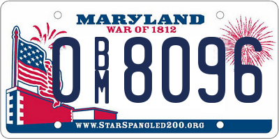 MD license plate 0BM8096
