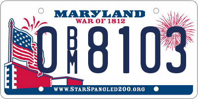 MD license plate 0BM8103