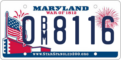 MD license plate 0BM8116