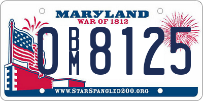 MD license plate 0BM8125
