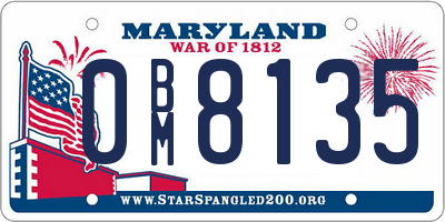 MD license plate 0BM8135