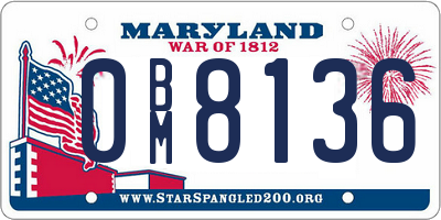 MD license plate 0BM8136