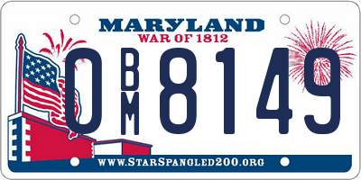 MD license plate 0BM8149