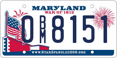 MD license plate 0BM8151