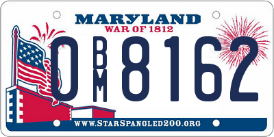 MD license plate 0BM8162