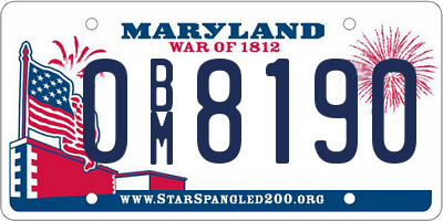 MD license plate 0BM8190