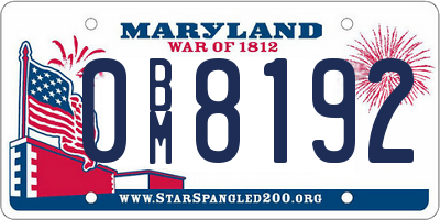 MD license plate 0BM8192