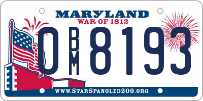 MD license plate 0BM8193