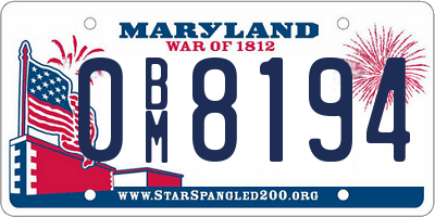MD license plate 0BM8194