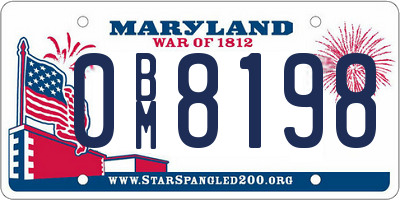 MD license plate 0BM8198