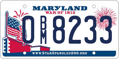 MD license plate 0BM8233