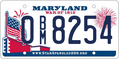 MD license plate 0BM8254