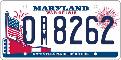 MD license plate 0BM8262