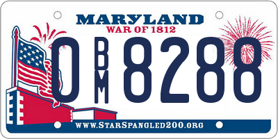 MD license plate 0BM8288