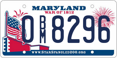 MD license plate 0BM8296