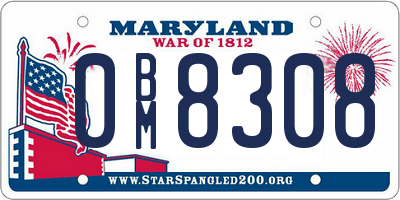 MD license plate 0BM8308