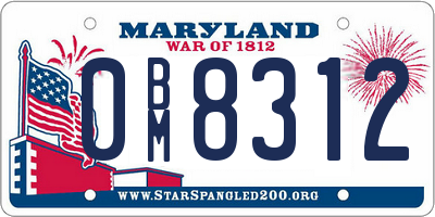 MD license plate 0BM8312