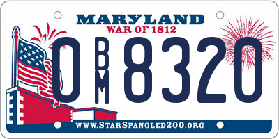 MD license plate 0BM8320