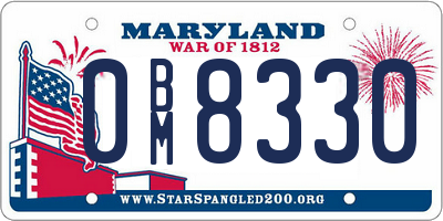 MD license plate 0BM8330