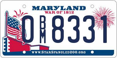 MD license plate 0BM8331