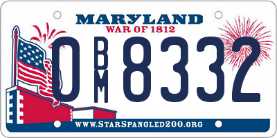MD license plate 0BM8332