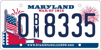 MD license plate 0BM8335