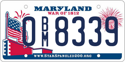 MD license plate 0BM8339