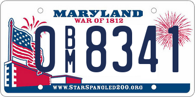 MD license plate 0BM8341
