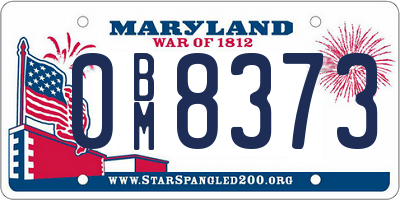MD license plate 0BM8373