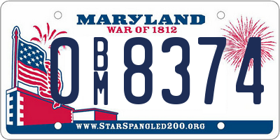 MD license plate 0BM8374